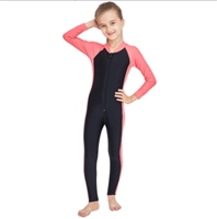 Đồ bơi bé gái liền dài tay dài chân hồng đen (Size 2 - 16 tuổi).